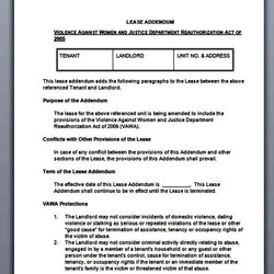 Swell Sample Lease Addendum Form Agreement