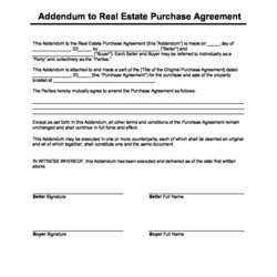 Legit Free Real Estate Purchase Agreement Addendum Word To