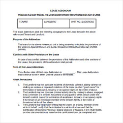 Free Sample Lease Addendum Forms In Ms Word Form Portal Gov