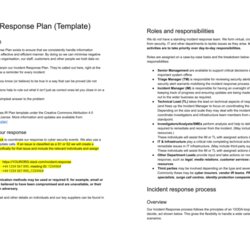 Super Incident Response Plan Template For Sm Md Ir