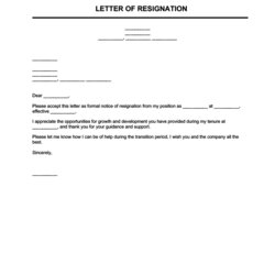 Fine Resignation Letter Template Free
