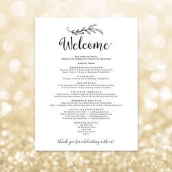 Outstanding Wedding Welcome Letter Printable Itinerary