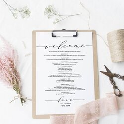 Welcome Itinerary Wedding Guest Letter Template Printable With Regard To