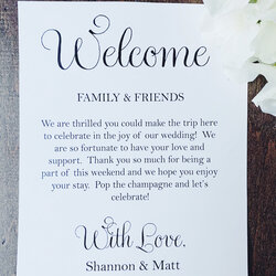 High Quality Wedding Welcome Card Editable Template Guest Messages Wording