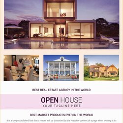 Smashing Open House Flyer Template Free Publisher Of Real Estate Agency Design In