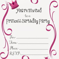 Marvelous Free Printable Birthday Invite Design Invitations Party Invitation Templates Princess Cards