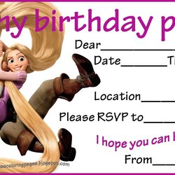 Tremendous Free Printable Party Invitation Disney Rapunzel Invitations Tangled Pages Coloring Princess