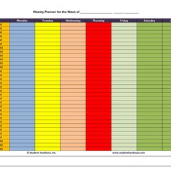 Blank Weekly Calendar Templates Excel Word Schedule Template Study Minute Increments Printable Simple Monday