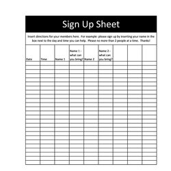 Sign Up Sheet In Templates Word Excel Template Printable