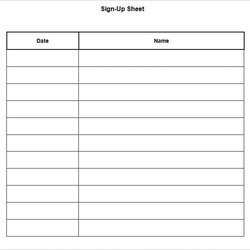 Sign Up Sheets Template Sheet Templates Printable Word Blank Excel Simple Form Sample Basketball Baseball