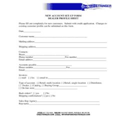 Sterling New Customer Setup Form Template Word