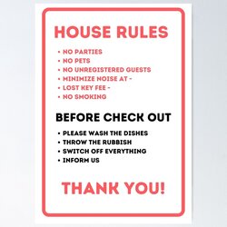 Splendid House Rules For Vacation Poster Sale By Small Wall Texture Product
