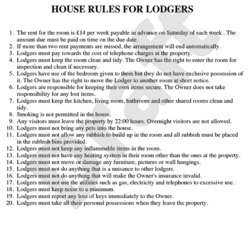 Champion House Rules For Lodgers Being Landlord Renting Template Room Property Rental Tenants Sample Tenant