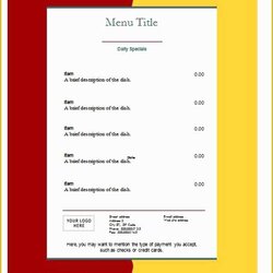 Super Free Printable Restaurant Menu Templates Of Word Catering Microsoft Excel Doc Template