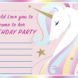 Smashing Free Birthday Party Invitations For Girl Printable Unicorn Kids Invites Invitation Template