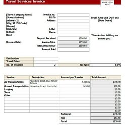Worthy Invoice Templates Free Word Template Blank Excel Printable Travel