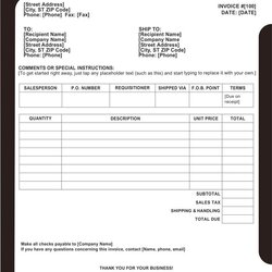 Superb Basic Invoice Template Printable In Word Pack Of Slogans Type Templates Format Invoicing Any Choose