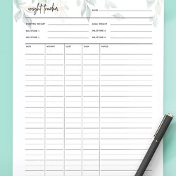 Marvelous Weight Loss Tracker Template Free Printable World Of