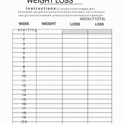 Tremendous Free Printable Weight Loss Tracker Templates Word Monthly Weekly Download Template