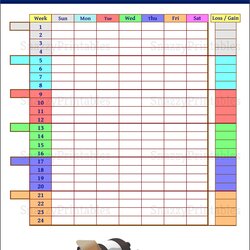 Excellent Printable Weight Loss Tracker Chart Instant