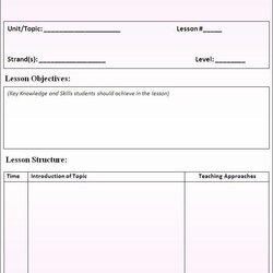 Swell Daily Lesson Plan Template Preschool Templates Format Plans Blank Teacher Printable Curriculum School