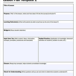 Excellent Daily Lesson Plan Template Word Sample Simple Of