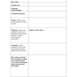 Daily Lesson Plan Template Plans Sample Examples Blank Doc Choose Board Lessons