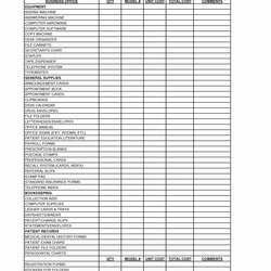 Swell Office Supplies Inventory Spreadsheet Excel Dental Supply Checklist Template Medical Intended Sample