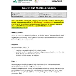 Marvelous Free Policy And Procedure Templates Manuals Template