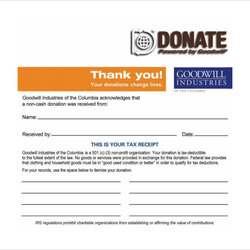 Capital Donation Receipt Template Printable Goodwill Free Download