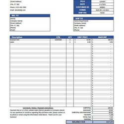 Purchase Order Template Excel Editable Printable Sweden