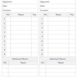 The Highest Quality Printable Softball Roster Template Word Searches Lineup Card