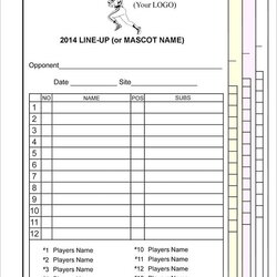 Excellent Softball Lineup Template Excel Best Design Roster Team Baseball Or Card