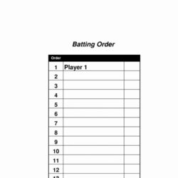 Brilliant Printable Lineup Cards For Baseball Batting Order Template Softball Excel Card Inside