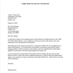 Splendid Free Sample Interview Thank You Letter Templates In Ms Word Job Letters