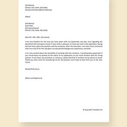 Peerless Free Sample Thank You Letter After Interview Job