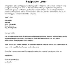 Excellent Resignation Letter Free Word Documents Download Template Good Letters Basic Simple Thank Templates
