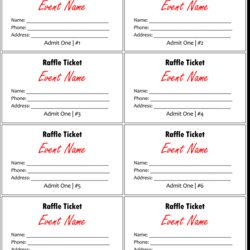 Eminent Free Printable Raffle Ticket Template Download Tickets Excel