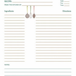 Preeminent Free Full Page Recipe Template For Word Cookbook Awful