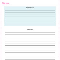 Free Printable Recipe Cards Organize Your Kitchen Card Template Templates Recipes Editable Sheet Cookbook
