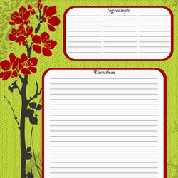 Legit Full Page Recipe Template Free Green With Templates Printable Cookbook Book Word Card Pages Display