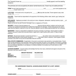 Tenant Lease Agreement Templates Rental Contract Simple Basic Letter Residential Template Example Legal Blank