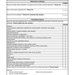 Marvelous Free Printable Personal Medical History Forms Form Template Health Templates List Patient Client
