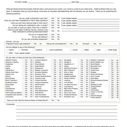 Sterling Health History Template Medical Form Forms Word Printable Family Templates Complete Info