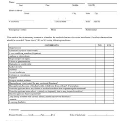 Exceptional Medical Health History Forms Word Form