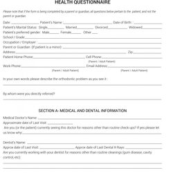 Matchless Health History Form