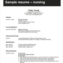 Sublime Free Sample Nursing Resume Templates In Ms Word Resumes Template