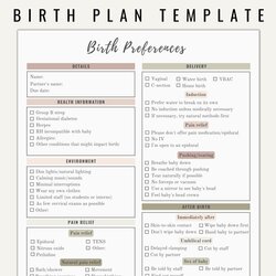 The Highest Quality Printable Editable Birth Plan Preference Template Australia