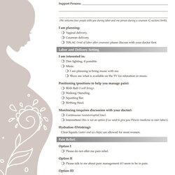 Printable Birth Plan Templates Checklist Template Kb
