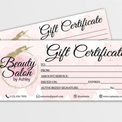 Splendid Free Beauty Salon Gift Certificate Voucher Breathtaking Templates Regarding